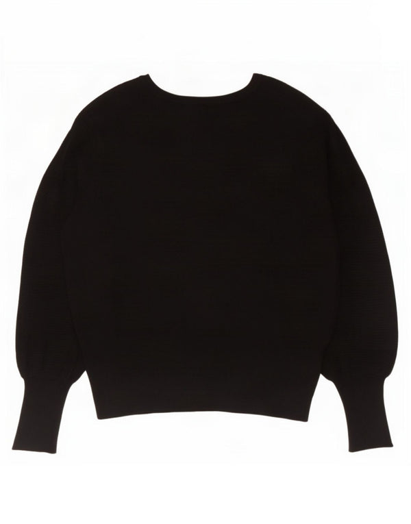 Marks & Spencer Womens Boat Neck Jumper Sweater UK 16 Large Black Viscose