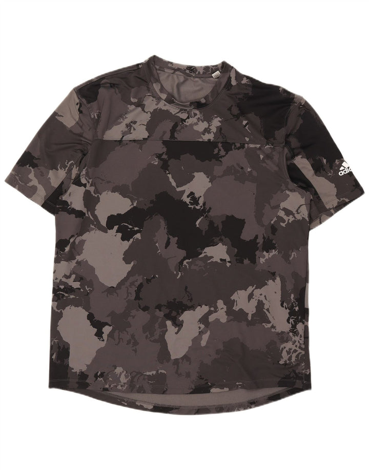 Adidas Mens T-Shirt Top 2XL Grey Camouflage Polyester