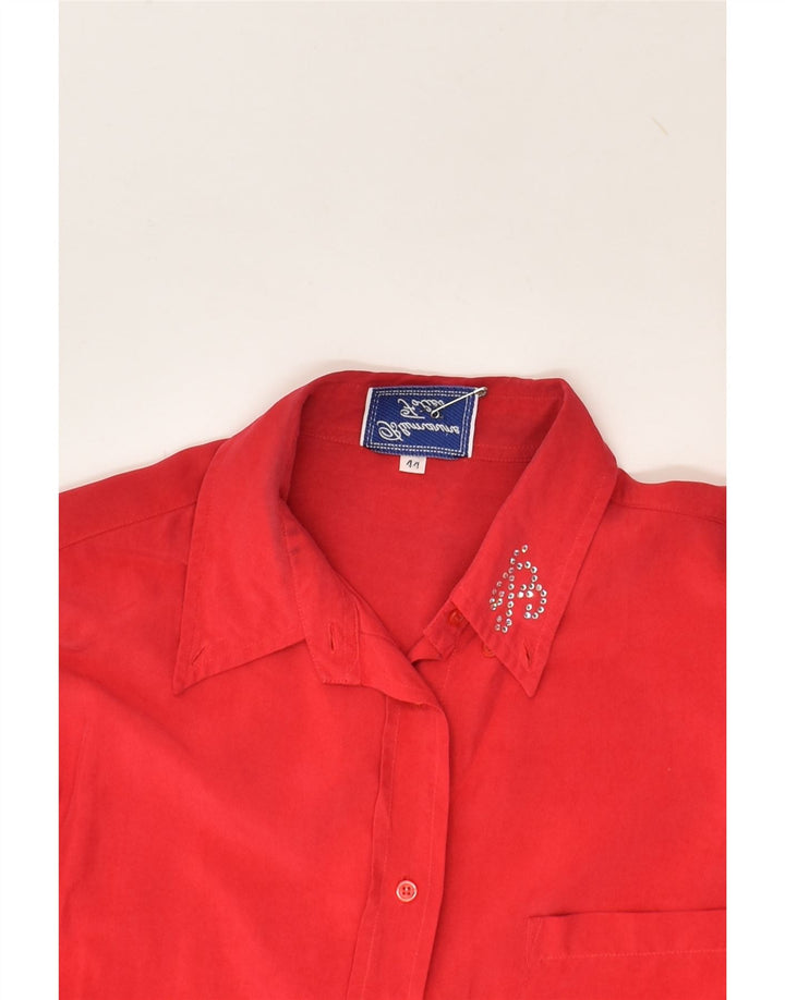 BLUMARINE Womens Loose Fit Longline Shirt IT 44 Medium Red | Vintage Blumarine | Thrift | Second-Hand Blumarine | Used Clothing | Messina Hembry 