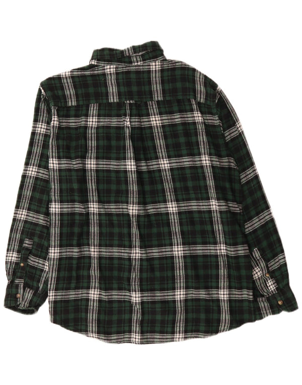 Chaps Mens Flannel Shirt XL Green Check Cotton