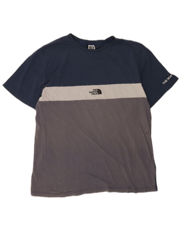 The North Face Mens T-Shirt Top Large Navy Blue Colourblock Cotton