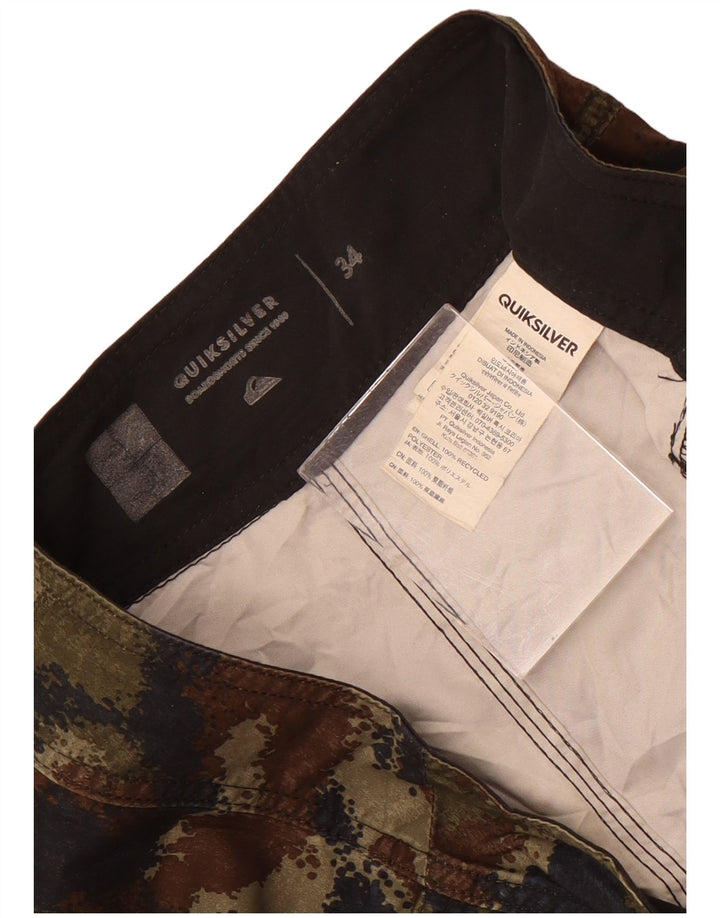 Quiksilver Mens Swimming Shorts Large Khaki Camouflage Polyester