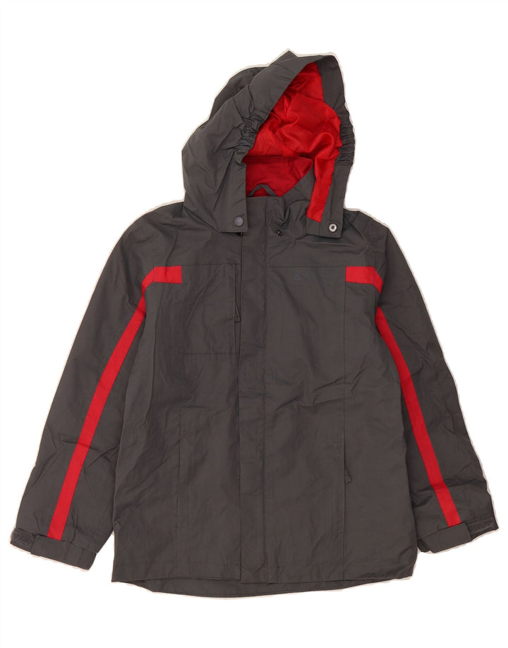 MOUNTAIN WAREHOUSE Boys Hooded Rain Jacket 9-10 Years Grey Colourblock Vintage Mountain Warehouse and Second-Hand Mountain Warehouse from Messina Hembry 