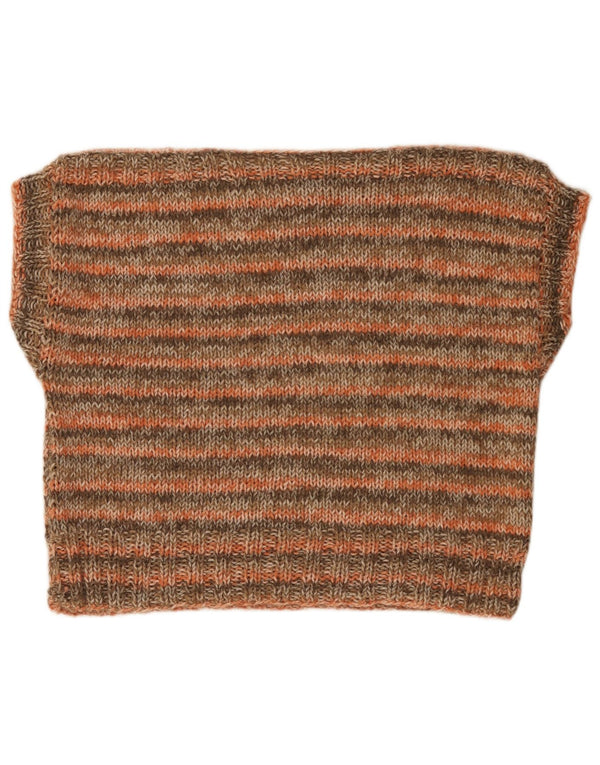Vintage Womens Boat Neck Jumper Sweater UK 18 XL Orange Striped