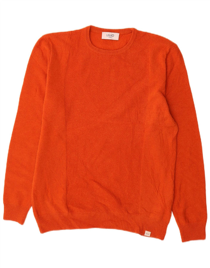 Liu Jo Mens Crew Neck Jumper Sweater Large Orange Wool