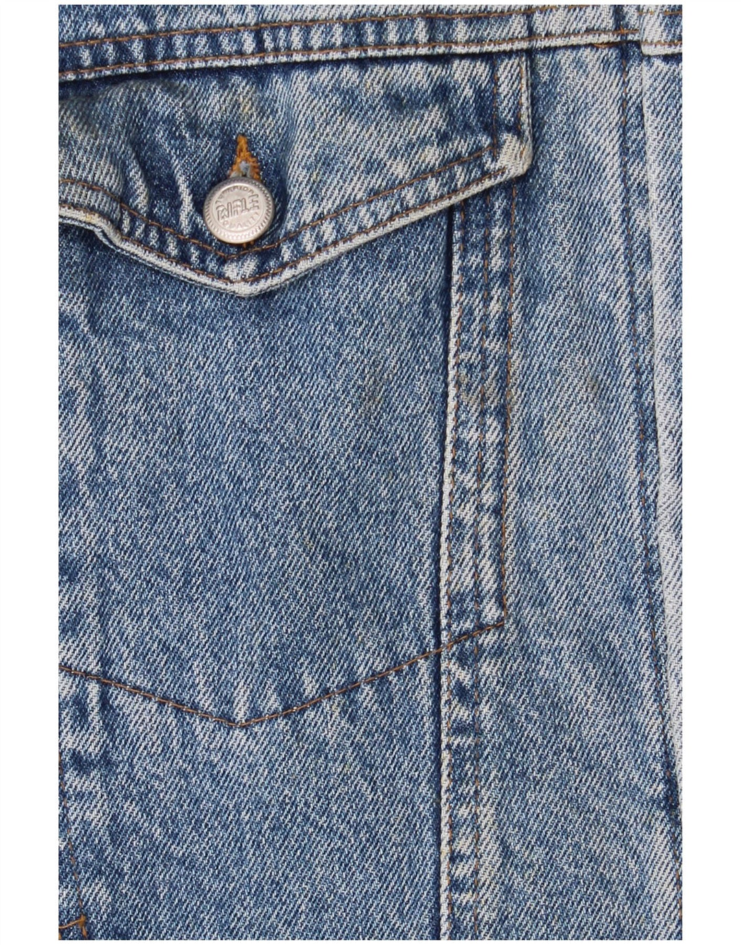 Rifle Mens Graphic Denim Jacket UK 44 2XL Blue Retro