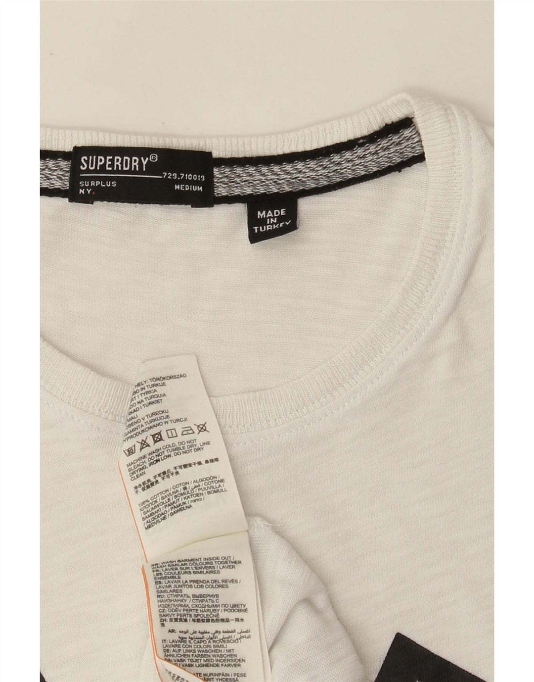 SUPERDRY Mens Graphic T-Shirt Top Medium White Cotton