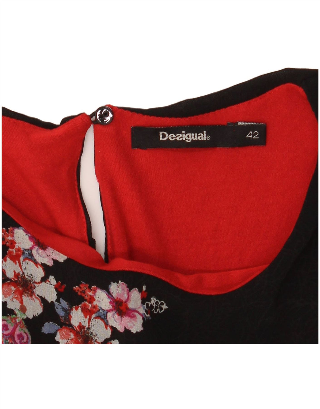 Desigual Womens Bodycon Dress EU 42 Large Black Colourblock Bohemian