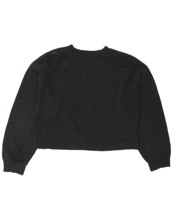 Zara Womens Oversized Crop Sweatshirt Jumper UK 10 Small Black Cotton