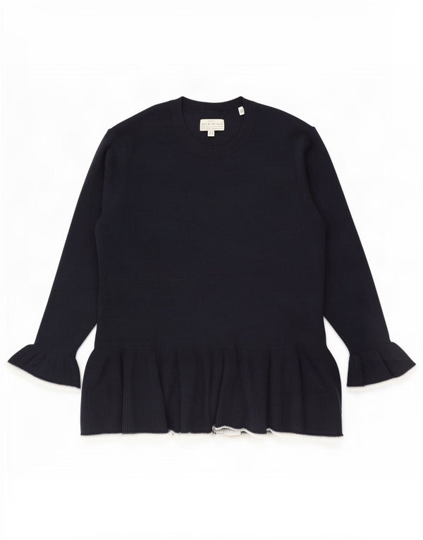 Jack Wills Womens 3/4 Sleeve Crew Neck Jumper Sweater UK 10 Small Navy Blue