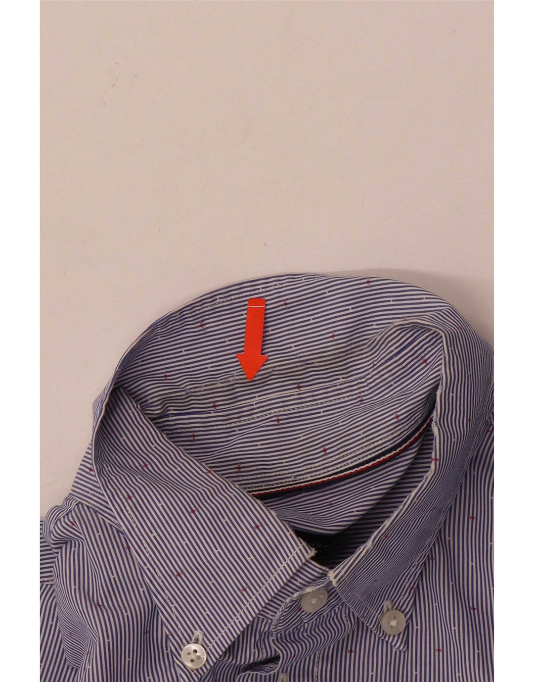 Tommy Hilfiger Mens Tailored Shirt Size 39 15 1/2 Medium Blue Pinstripe