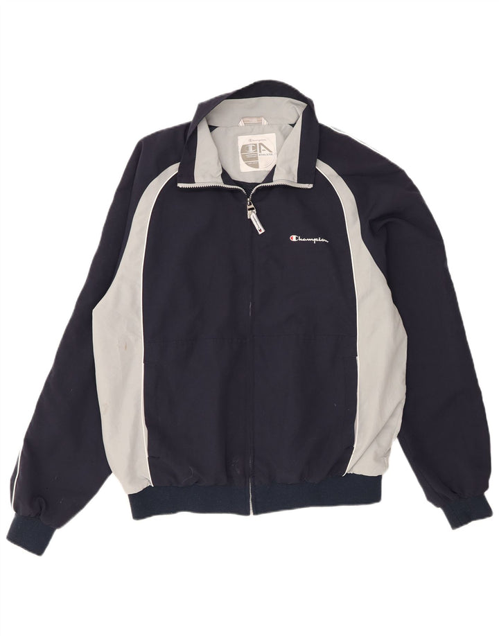 Champion Mens Tracksuit Top Jacket Large Navy Blue Colourblock Polyester