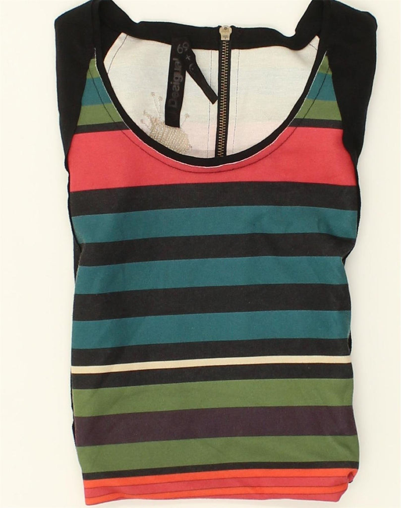 DESIGUAL Womens Sheath Dress UK 10 Small Black Striped | Vintage Desigual | Thrift | Second-Hand Desigual | Used Clothing | Messina Hembry 