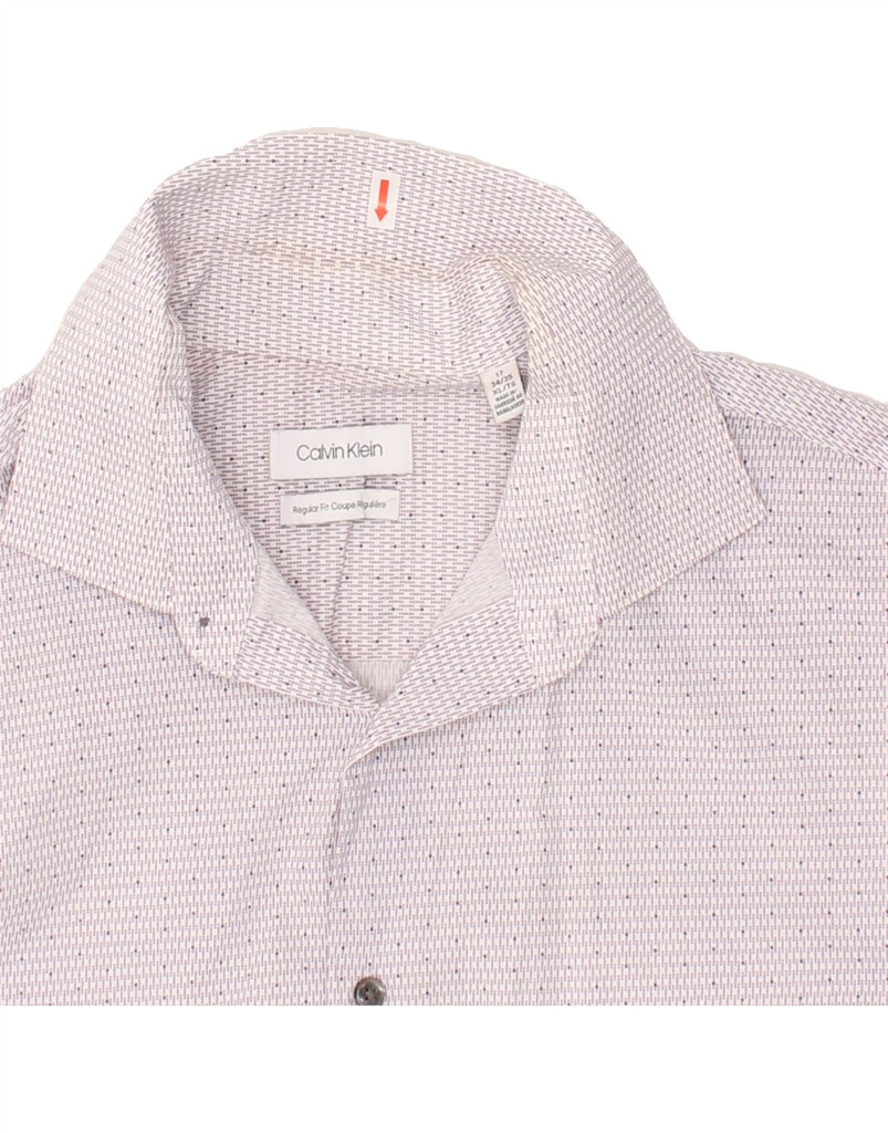 CALVIN KLEIN Mens Regular Fit Shirt Size 17 XL Pink Spotted Cotton | Vintage Calvin Klein | Thrift | Second-Hand Calvin Klein | Used Clothing | Messina Hembry 