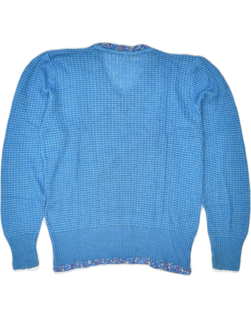 VINTAGE Womens V-Neck Jumper Sweater UK 14 Medium Blue Mohair | Vintage | Thrift | Second-Hand | Used Clothing | Messina Hembry 