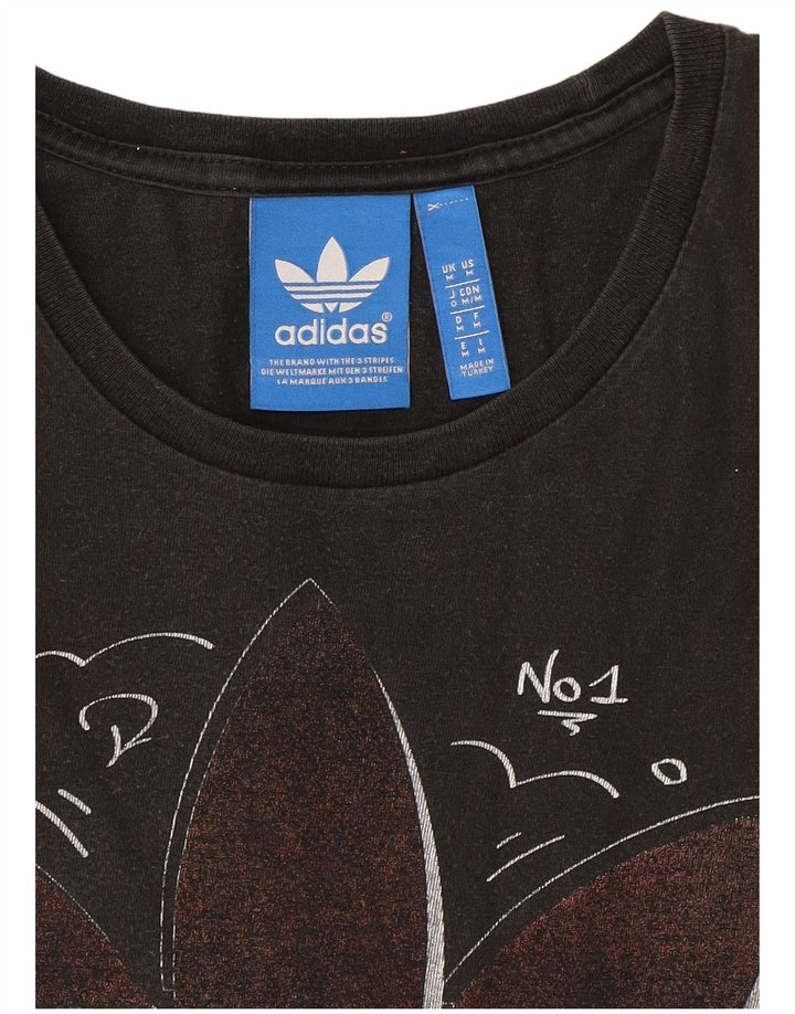 ADIDAS Mens Graphic T-Shirt Top Medium Black Cotton