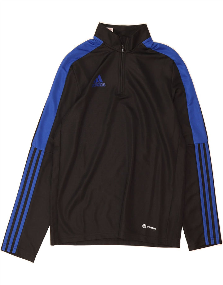 ADIDAS Boys Aeroready Pullover Tracksuit Top 13-14 Years Black Colourblock Vintage Adidas and Second-Hand Adidas from Messina Hembry 
