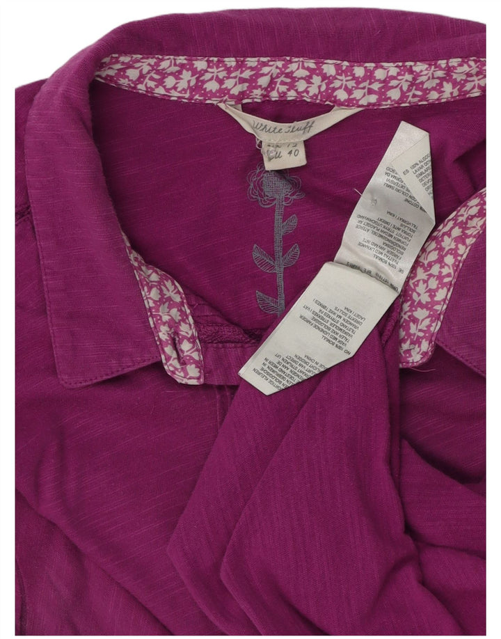 White Stuff Womens Short Sleeve Shirt UK 12 Medium Purple Cotton