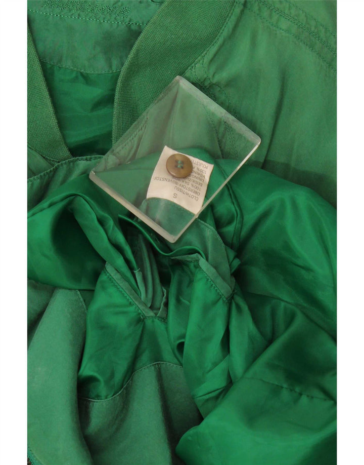 Vintage Mens Loose Fit Bomber Jacket UK 36 Small Green Silk