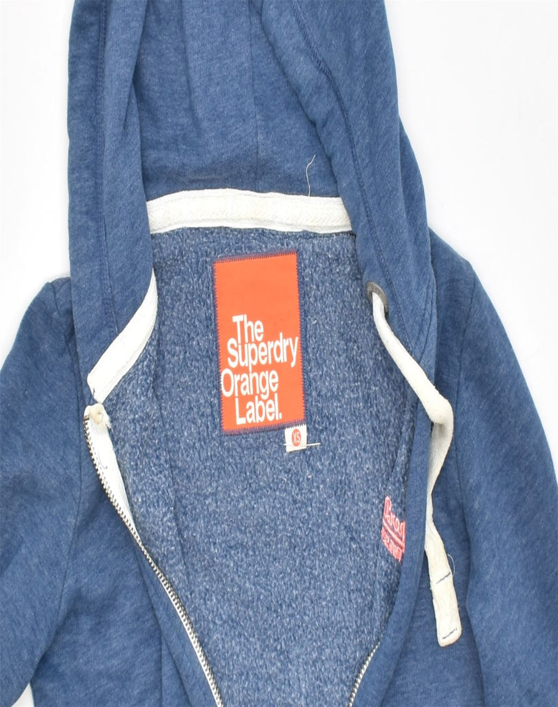 SUPERDRY Womens Zip Hoodie Sweater UK 6 XS Navy Blue Cotton | Vintage | Thrift | Second-Hand | Used Clothing | Messina Hembry 