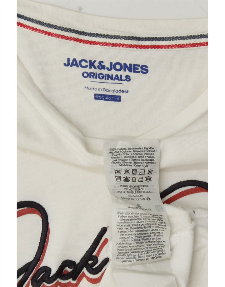 JACK & JONES Mens Regular Fit Graphic T-Shirt Top Small White Cotton