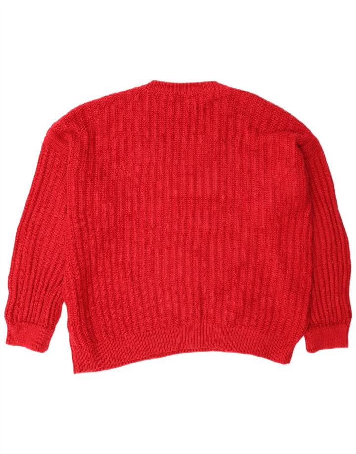 Marks & Spencer Womens Oversized V-Neck Jumper Sweater UK 16 Large Red