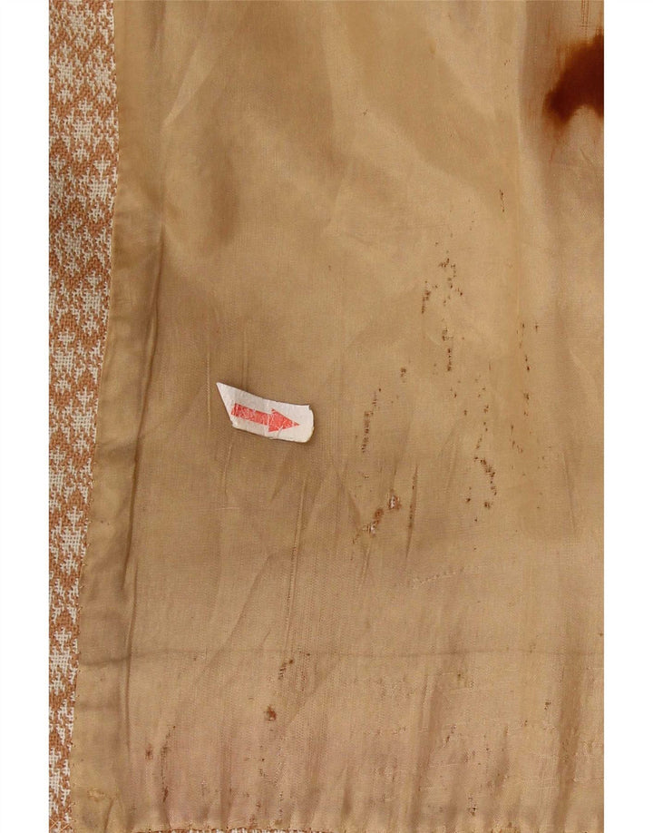 Vintage Womens Overcoat UK 10 Small Beige Geometric
