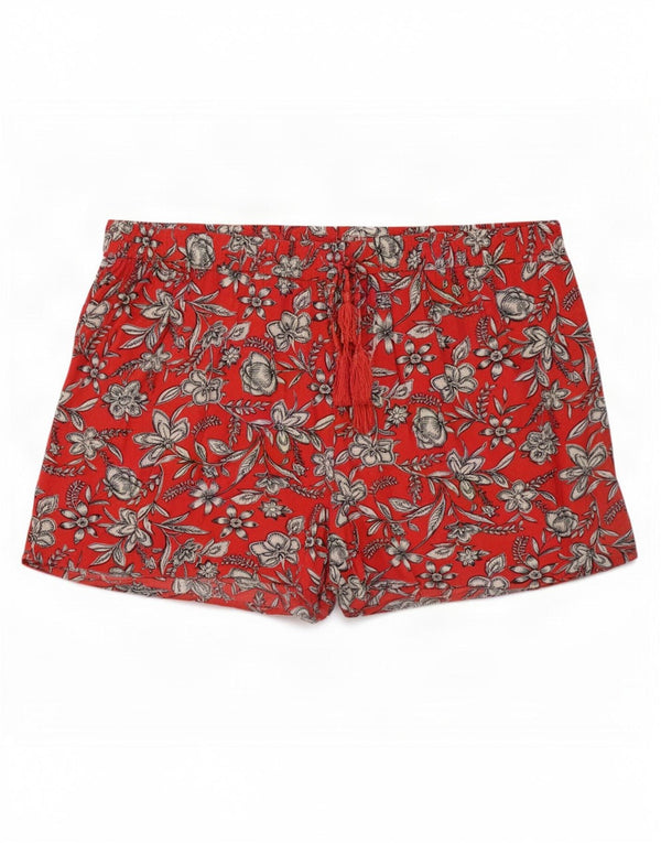 Marks & Spencer Womens High Waist Casual Shorts UK 24 4XL W46 Red Floral