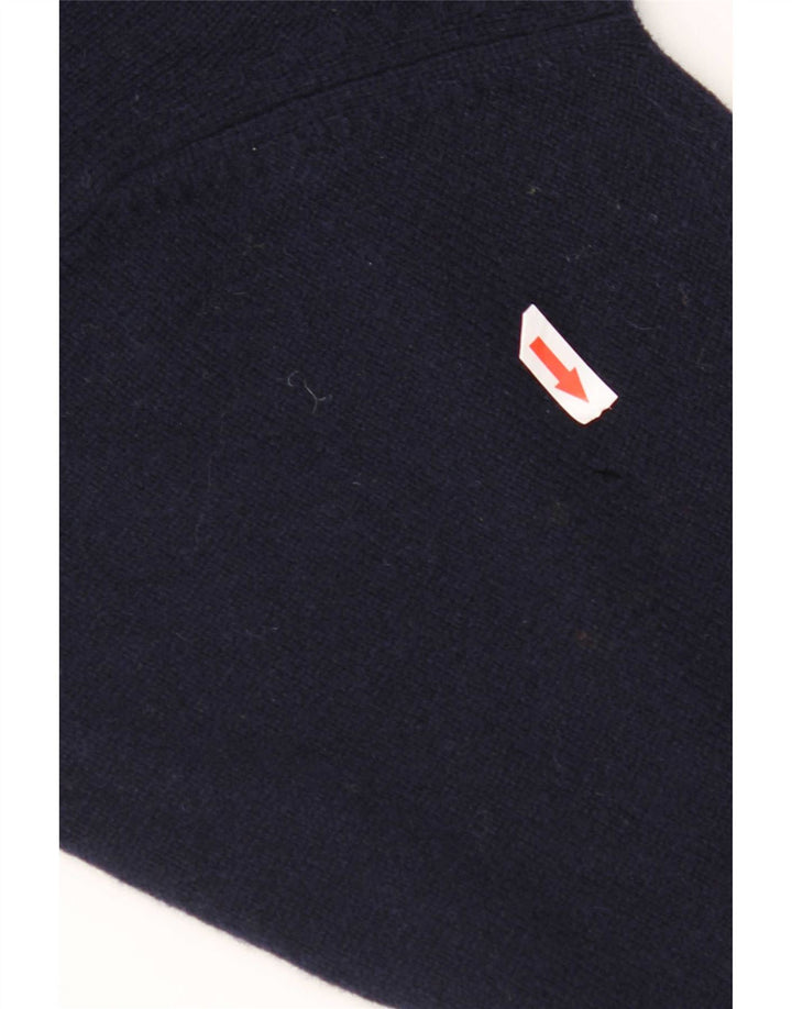 Musto Mens Zip Neck Jumper Sweater Large Navy Blue Lambswool