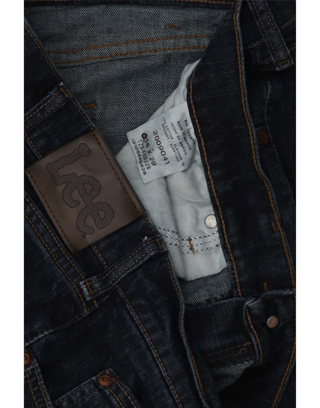 Lee Mens Straight Jeans W36 L29 Navy Blue Cotton