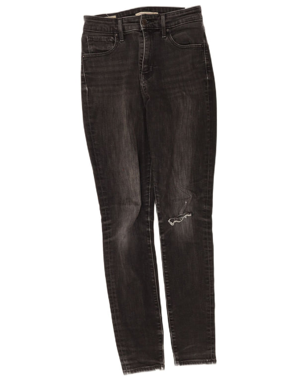 Levi's Womens 721 Distressed High Rise Skinny Jeans W26 L30 Black Cotton
