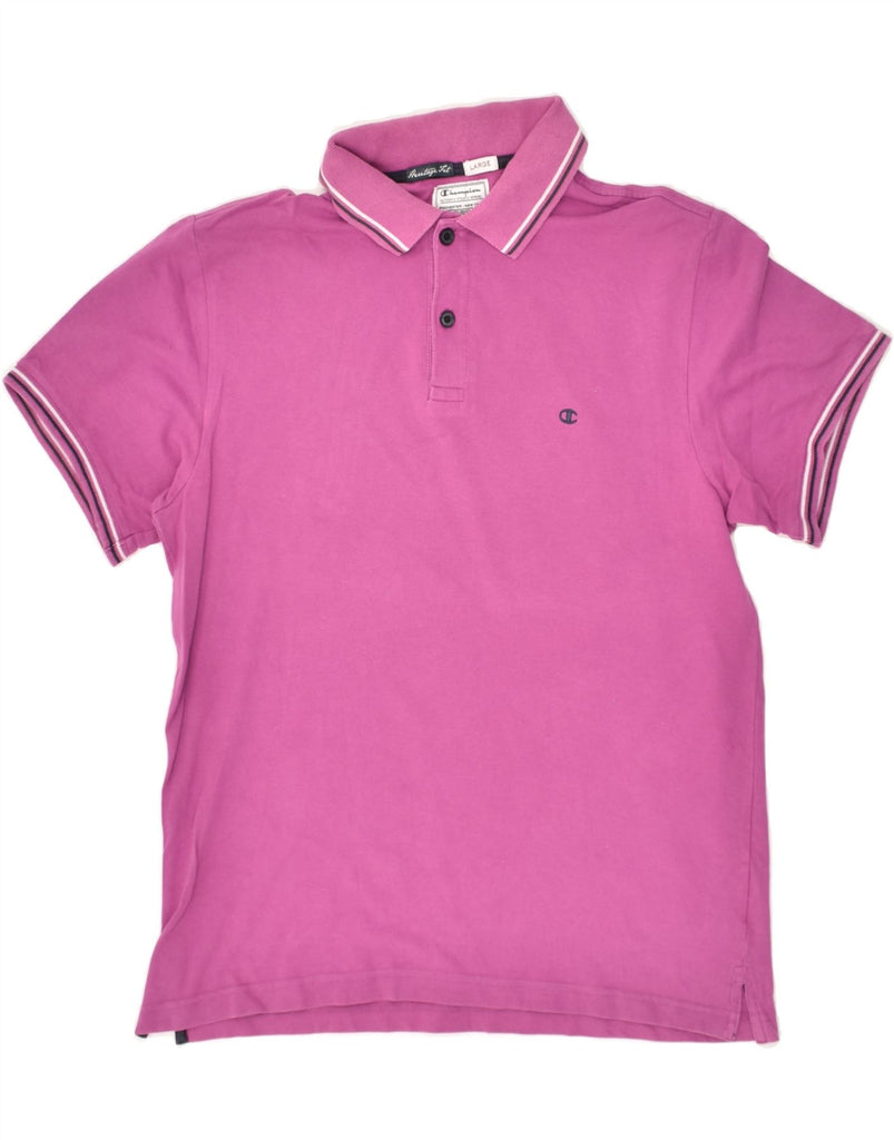 CHAMPION Mens Polo Shirt Large Purple Cotton | Vintage Champion | Thrift | Second-Hand Champion | Used Clothing | Messina Hembry 