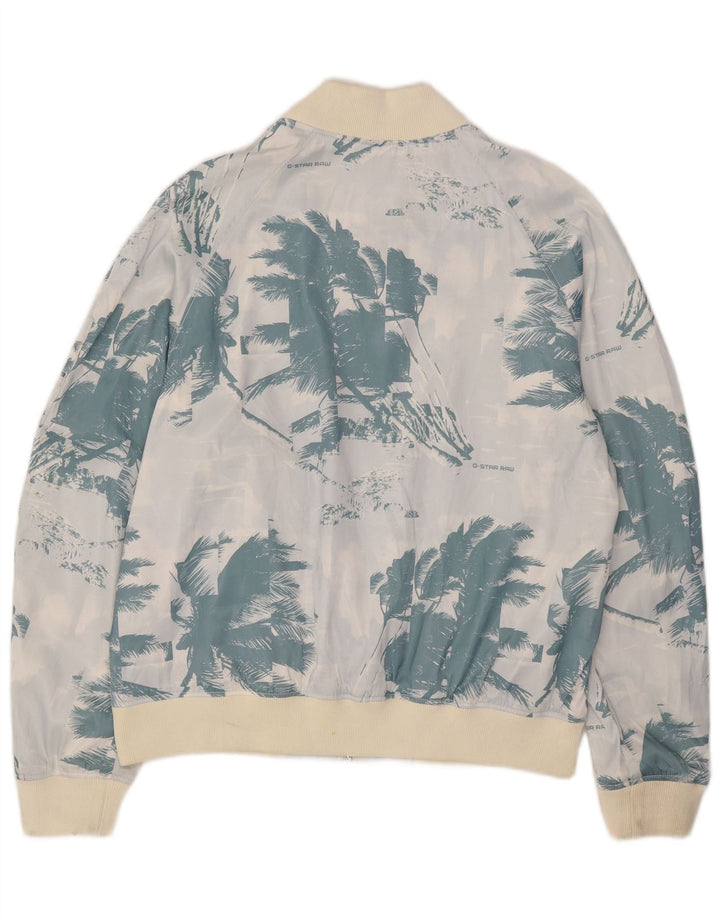 G-Star Mens Graphic Bomber Jacket UK 44 2XL Blue Floral Polyester
