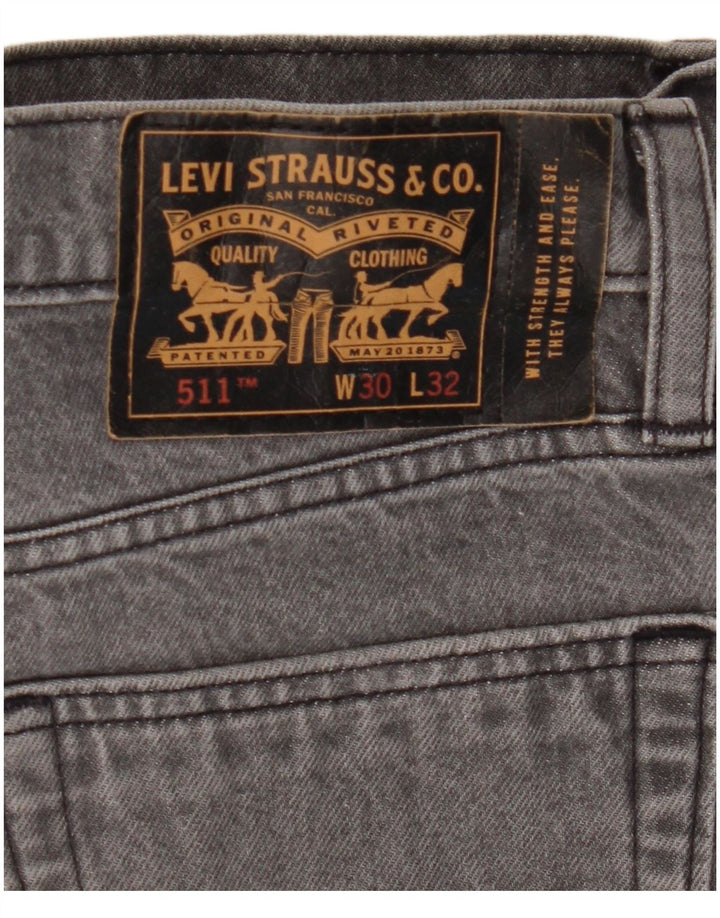 LEVI'S Mens 511 Slim Jeans W30 L32 Grey Cotton