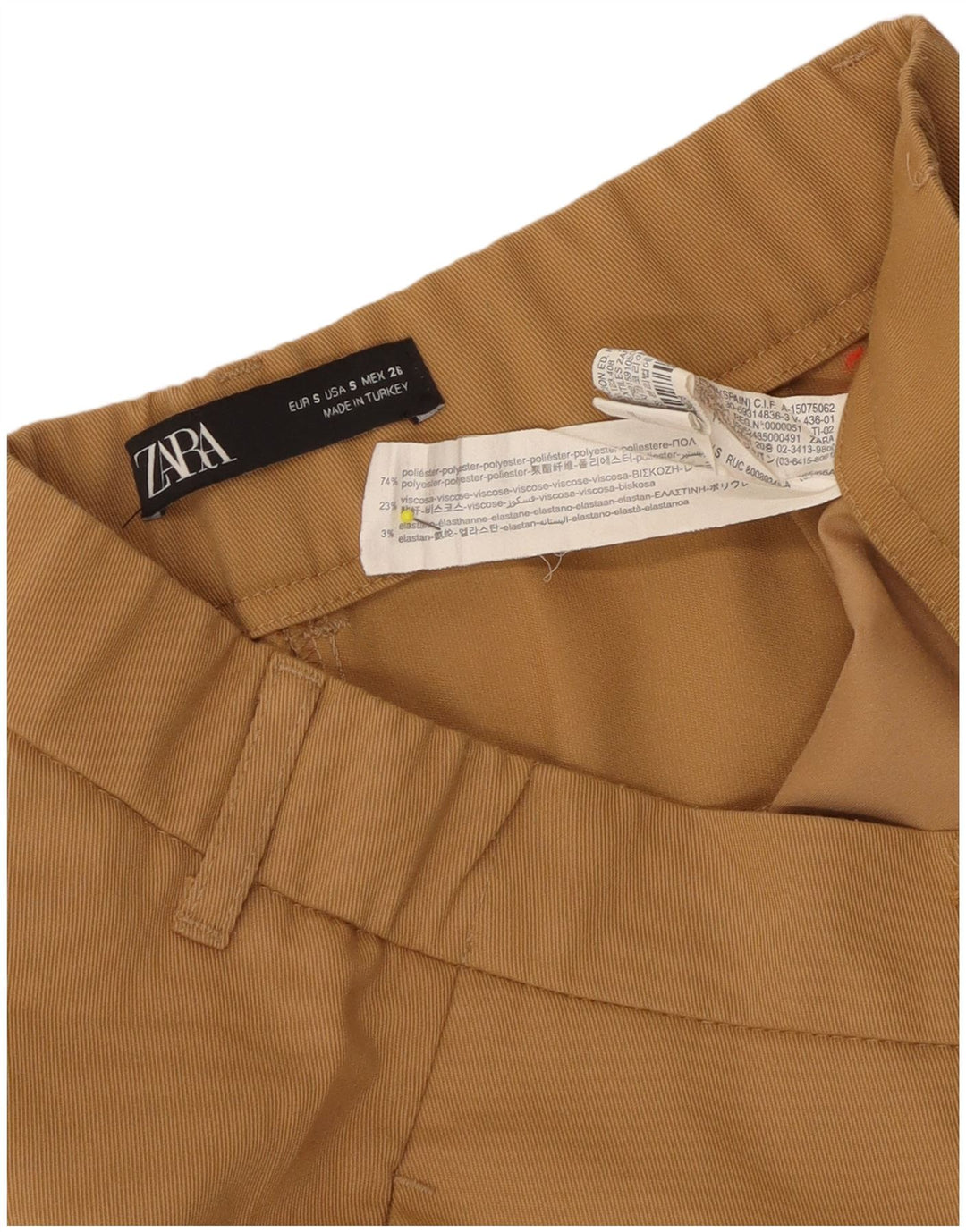 Zara Womens Wide Leg Chino Trousers Small W26 L26 Beige Polyester