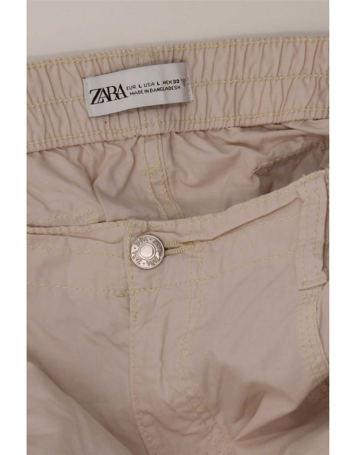 Zara Womens Wide Leg Cargo Trousers Large W30 L30 Grey