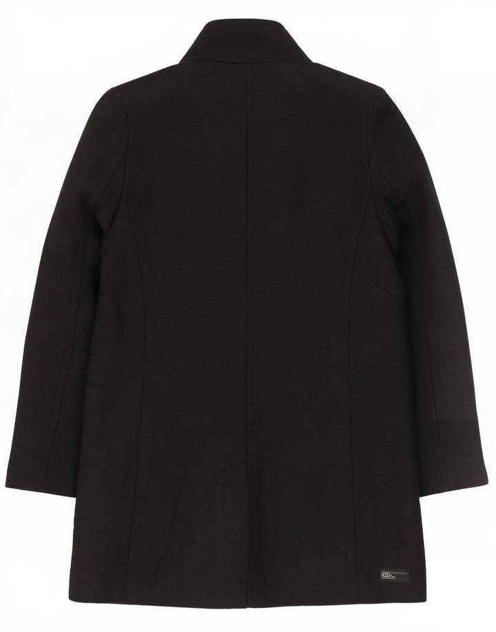 Zara Womens Double Breasted Coat UK 14 Medium Black Wool