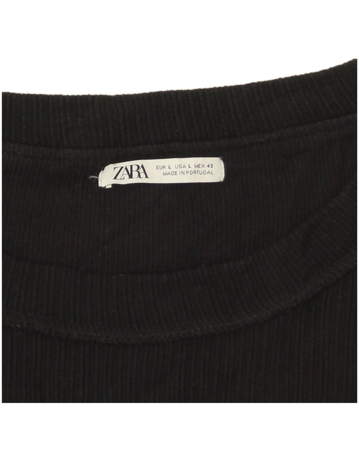 Zara Mens Graphic T-Shirt Top Large Black
