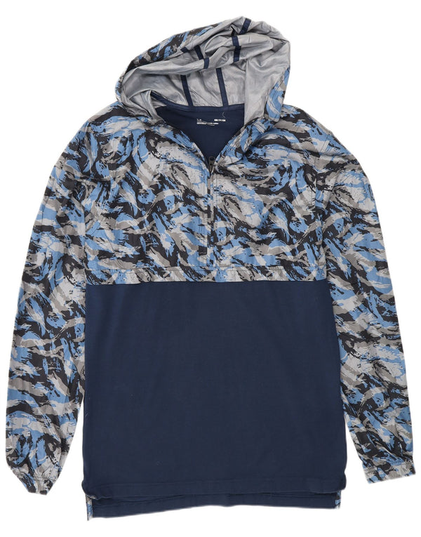 Under Armour Mens Zip Neck Hoodie Jumper Small Navy Blue Camouflage Cotton