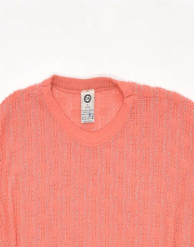 C & A Womens 3/4 Sleeve Crew Neck Jumper Sweater EU 40/42  Medium Pink | Vintage | Thrift | Second-Hand | Used Clothing | Messina Hembry 