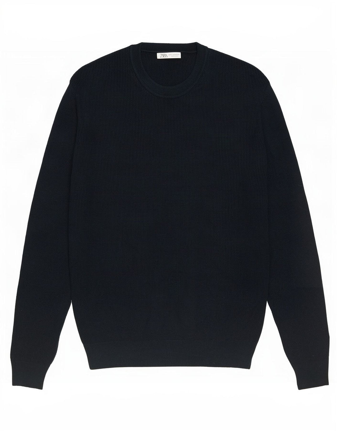 Zara Mens Crew Neck Jumper Sweater Small Green Cotton