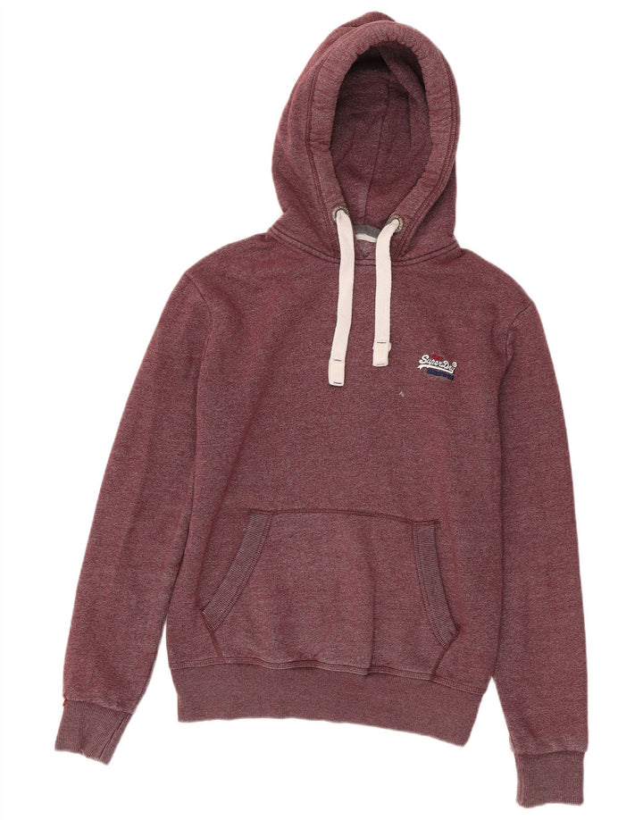 SUPERDRY Mens Hoodie Jumper Medium Burgundy Cotton