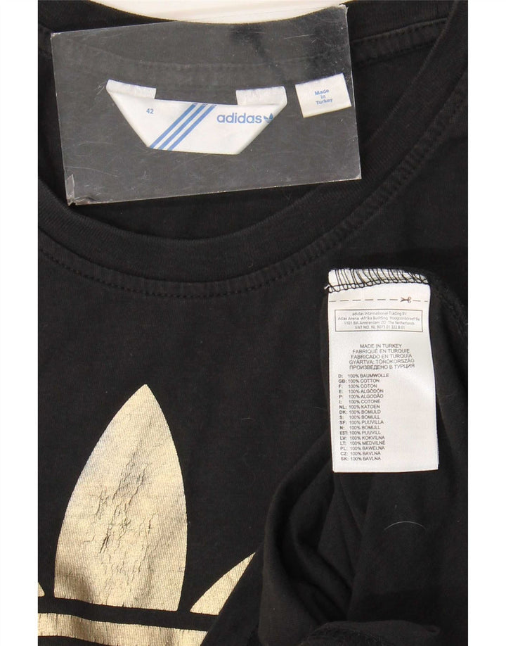 Adidas Womens Graphic T-Shirt Top IT 42 Medium Black Cotton