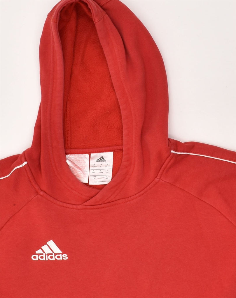 ADIDAS Boys Hoodie Jumper 13-14 Years Red Cotton | Vintage Adidas | Thrift | Second-Hand Adidas | Used Clothing | Messina Hembry 