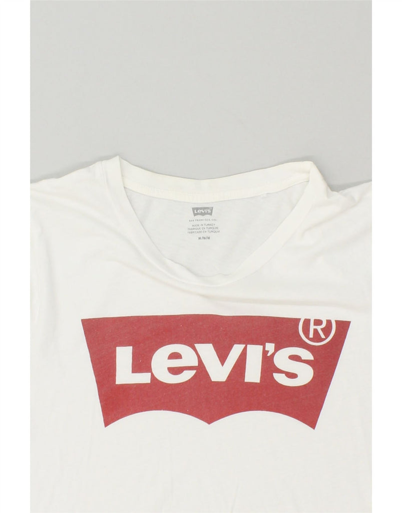 LEVI'S Womens Graphic T-Shirt Top UK 14 Medium White Cotton | Vintage Levi's | Thrift | Second-Hand Levi's | Used Clothing | Messina Hembry 