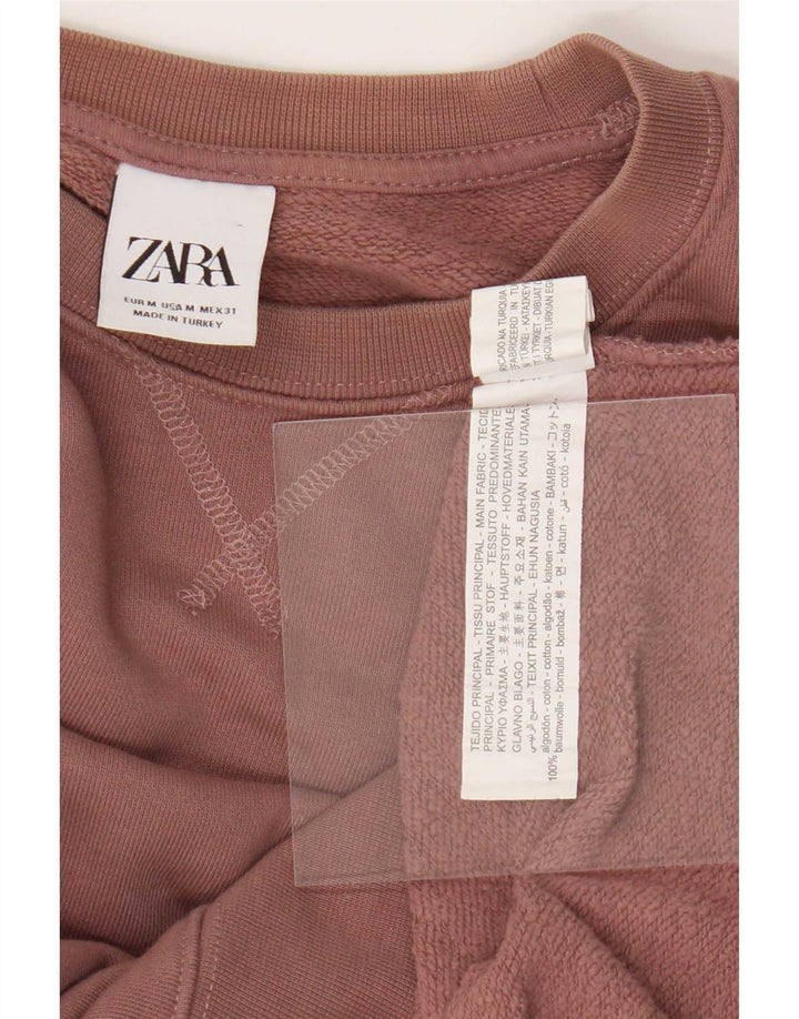 Zara Womens Sweatshirt Jumper UK 14 Medium Brown Cotton