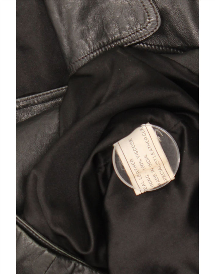 ETAM Womens Double Breasted Leather Jacket US 12 Large Black Leather