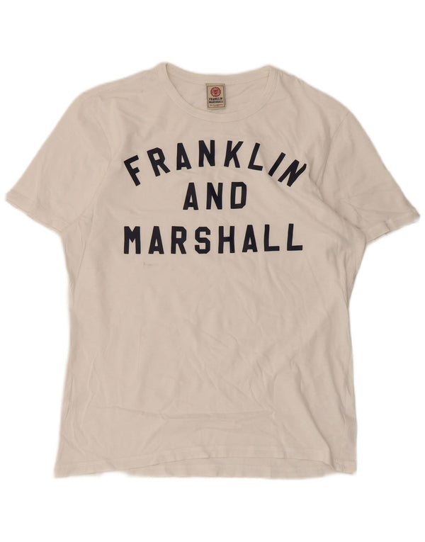 Franklin & Marshall Mens Graphic T-Shirt Top Medium White Cotton