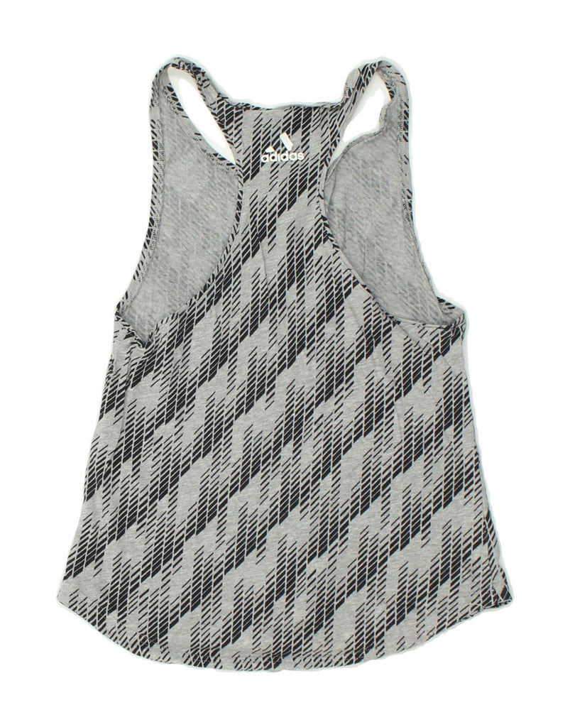 ADIDAS Womens Abstract Pattern Graphic Vest Top UK 8 Small Grey | Vintage Adidas | Thrift | Second-Hand Adidas | Used Clothing | Messina Hembry 