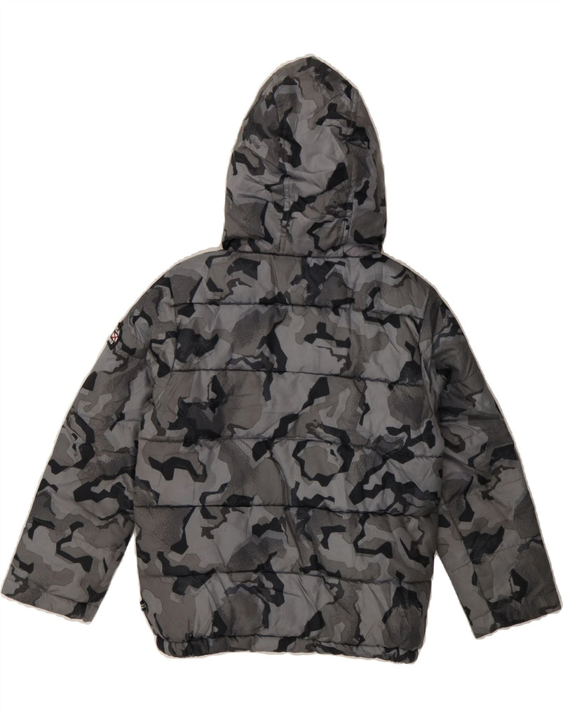 NAUTICA Boys Hooded Padded Jacket 5-6 Years Large Grey Camouflage Vintage Nautica and Second-Hand Nautica from Messina Hembry 